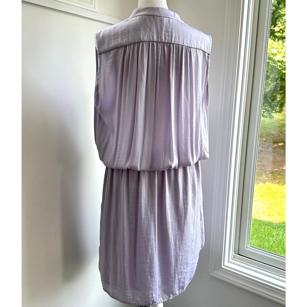 Vince Lilac Purple Satin Medium Sleeveless Dress Pockets Knee Length V-Neck - Picture 7 of 10
